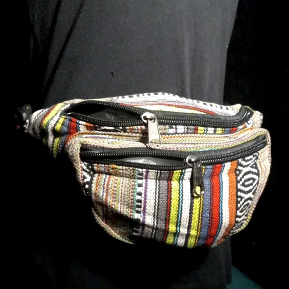 New Nepal Adjustable Cotton Fanny Pack Waist Bag Unisex Travel - Picture 3 of 6